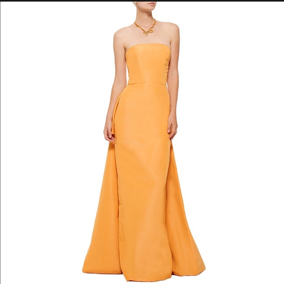 strapless silk gown